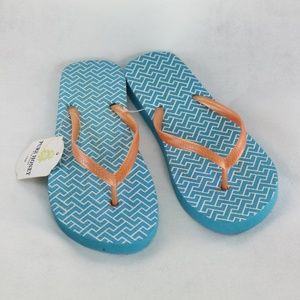 New PURE HONEY Geometric Pattern Thong Flip Flops